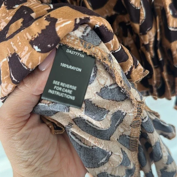 Aakaa Bohemian Brown Patterned Dress Size Medium - Picture 4 of 5